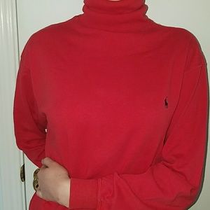 Red polo turtle neck